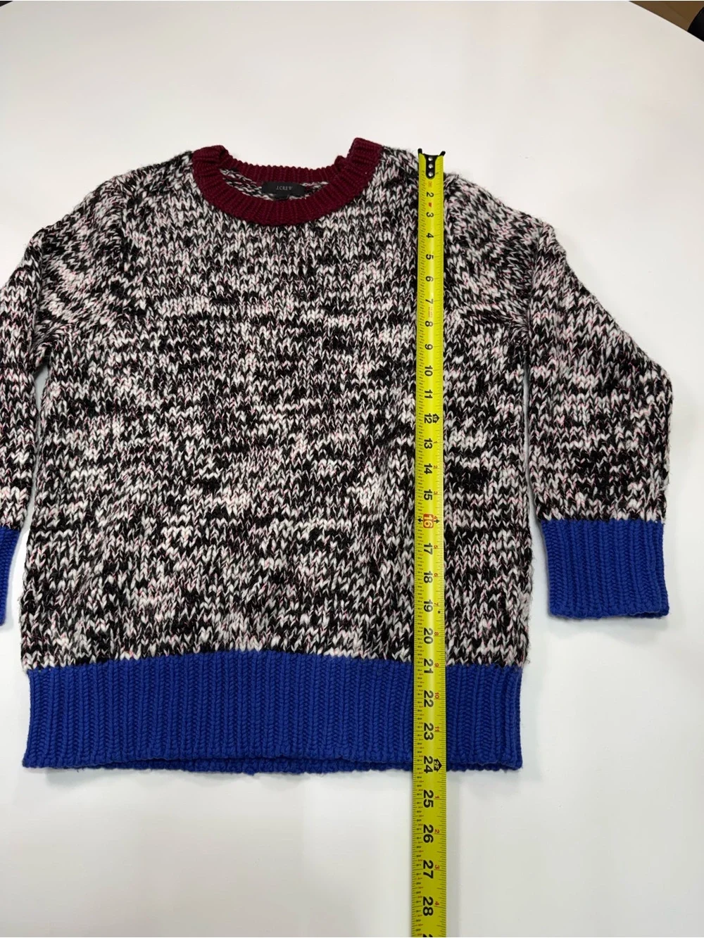 J. Crew Marled Crewneck Sweater with Blue Trim